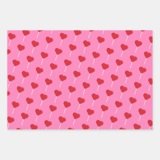 Feuille De Papier Cadeau Heart Lollipop Valentine's Day Motif