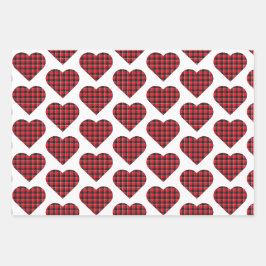 Feuille De Papier Cadeau Heart Shaped Plaid Red Black Buffalo