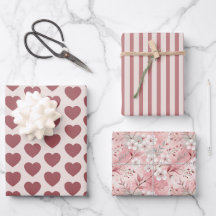 Hearts, Stripes, Sakura Pink Burgundy