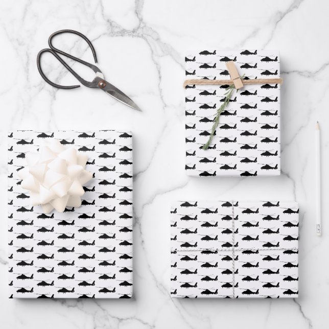 Feuille De Papier Cadeau Hélicoptère (Recto)