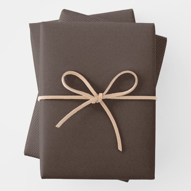 Feuille De Papier Cadeau Herringbone tweeté rustique brun Noël vacances (En situation)