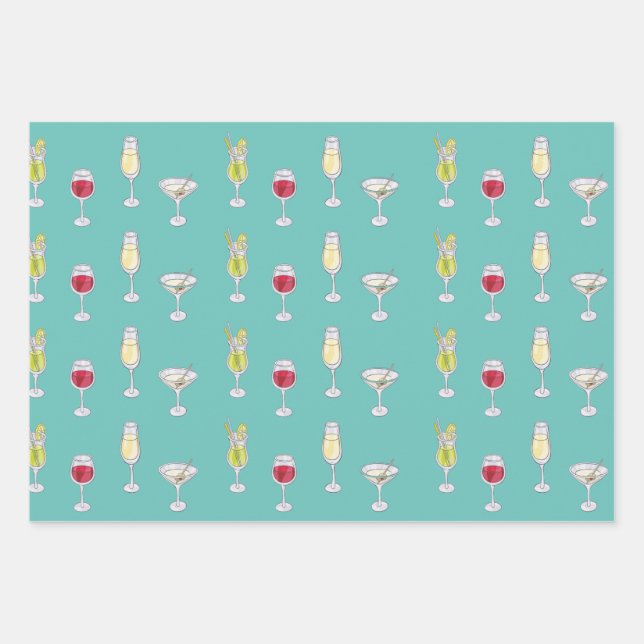 Feuille De Papier Cadeau Heure du cocktail (Devant)