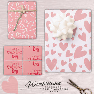 Feuille De Papier Cadeau Heureuse Sainte-Valentin Pretty Blush Pink Heart