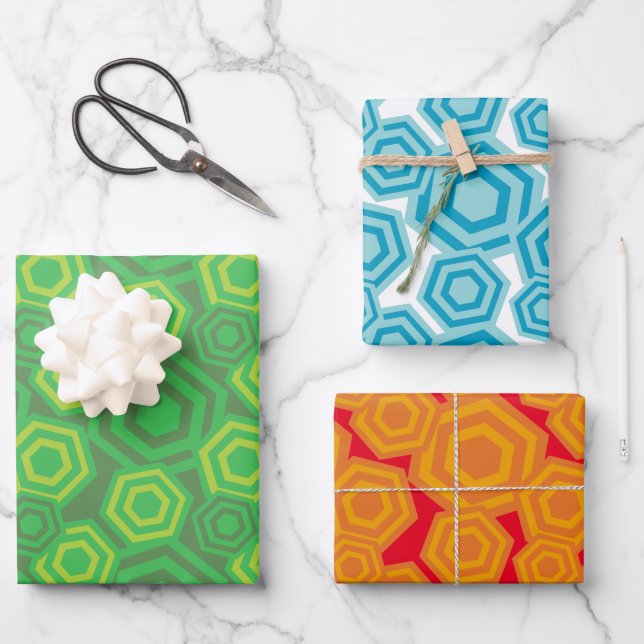 Feuille De Papier Cadeau Hexagons (Recto)