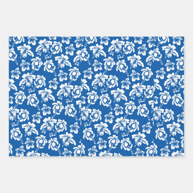 Feuille De Papier Cadeau Hibiscus bleu d'Hawaï (Devant)