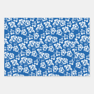 Feuille De Papier Cadeau Hibiscus bleu hawaïen Flowe