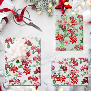 Feuille De Papier Cadeau Hibiscus hawaïen Mele Kalikimaka enveloppement cad