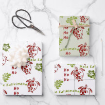 Hibiscus Honu Mele Kalikimaka Enveloppement Cadeau