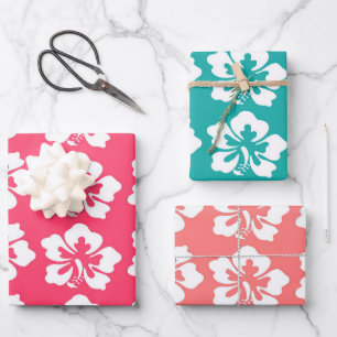 Feuille De Papier Cadeau Hibiscus tropical hawaïen