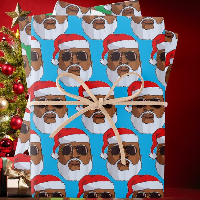 Feuille De Papier Cadeau Hip hop noir Père Noël Africain Américain (Créateur téléchargé)