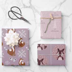 Feuille De Papier Cadeau hiver de Fox nordique