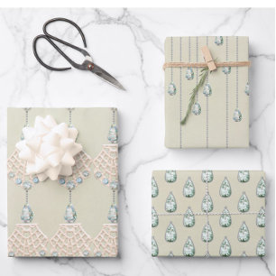 Feuille De Papier Cadeau Hiver vintage strass turquoise victorieux élégant