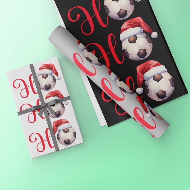 Feuille De Papier Cadeau Ho Ho Ho Christmas Soccer / Football (Créateur téléchargé)