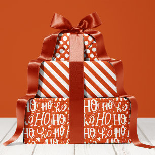 Feuille De Papier Cadeau Ho Ho Ho Typographie Motif Noël