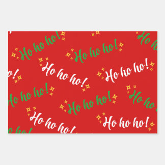Feuille De Papier Cadeau Ho Ho Vert Rouge Blanc Jaune