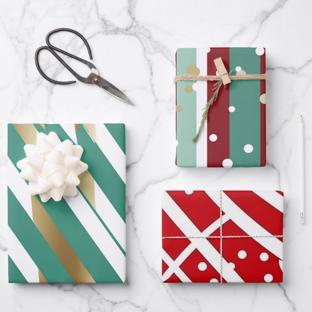Feuille De Papier Cadeau Holiday plaid red and green (Recto)