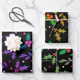 Feuille De Papier Cadeau Holly Berry Noël Motif sans couture
