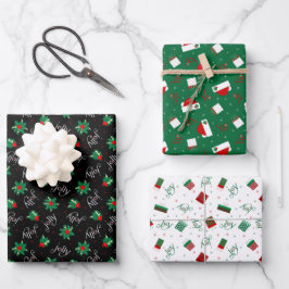 Feuille De Papier Cadeau Holly Jolly Christmas