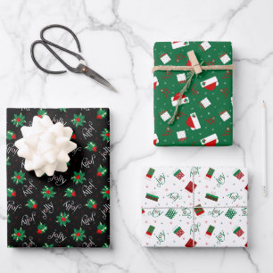 Feuille De Papier Cadeau Holly Jolly Christmas