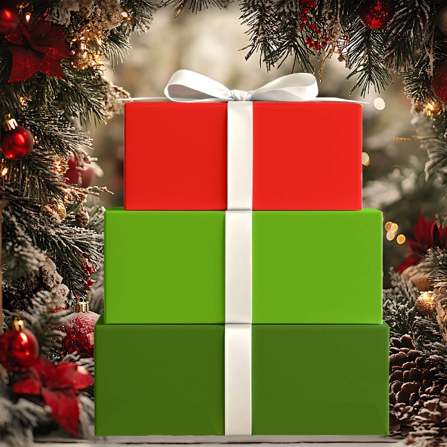 Feuille De Papier Cadeau Holly Jolly Rouge et Green Holiday Solides (Créateur téléchargé)