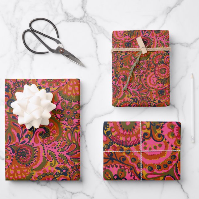 Feuille De Papier Cadeau Holly Paisley Print Wrapping Paper (Recto)