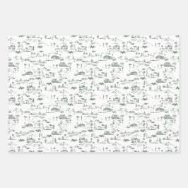 Feuille De Papier Cadeau Hollywood Toile Coquette Rose & Vert