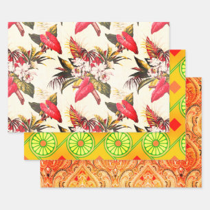 Feuille De Papier Cadeau Hollywood Tropic, Bruxelles Apricot et Thebes