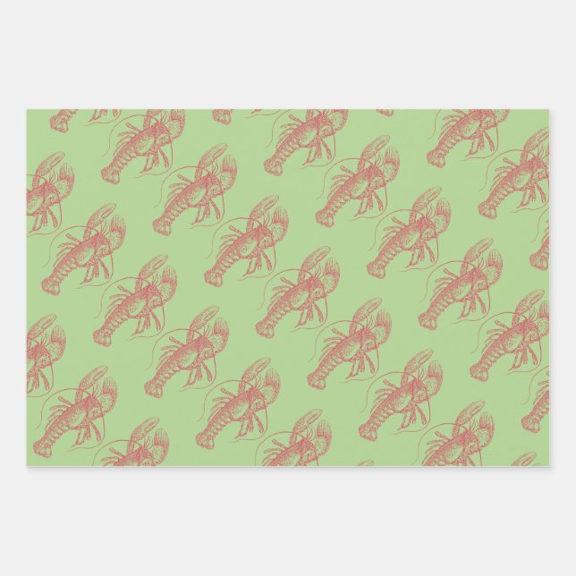 Feuille De Papier Cadeau Homard de Noël (Devant)