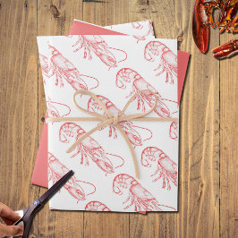 Feuille De Papier Cadeau homard rouge vintage - aquarelle