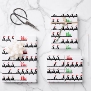 Feuille De Papier Cadeau Hommes Santa Chapeau Équipe de rameurs Équipage Éq
