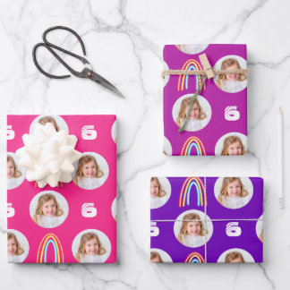 Feuille De Papier Cadeau Hot rose violet Circle photo Rainbow Anniversaire