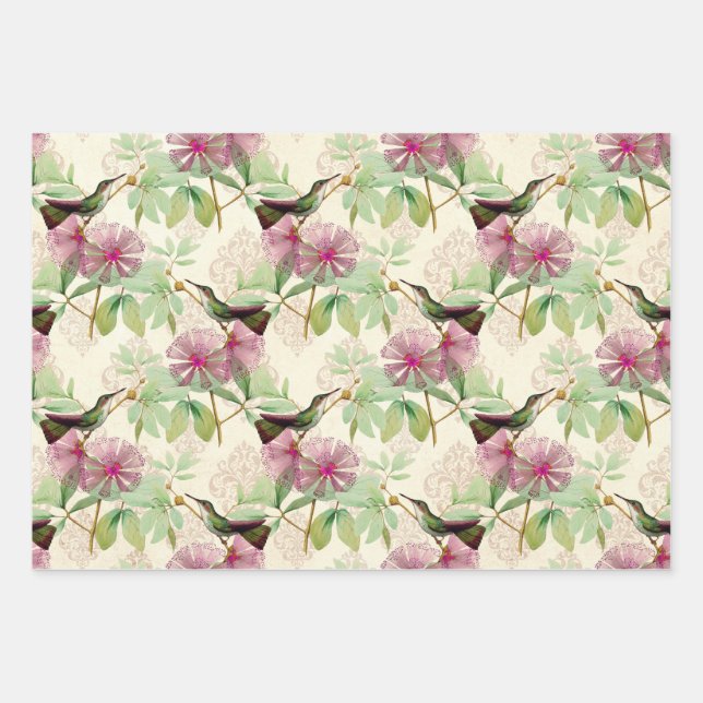 Feuille De Papier Cadeau Humming Birds Series Design Sept (Devant)