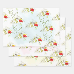 Feuille De Papier Cadeau Hummingbird Teacup Floral