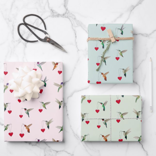 Feuille De Papier Cadeau Hummingbird Valentine's (Recto)