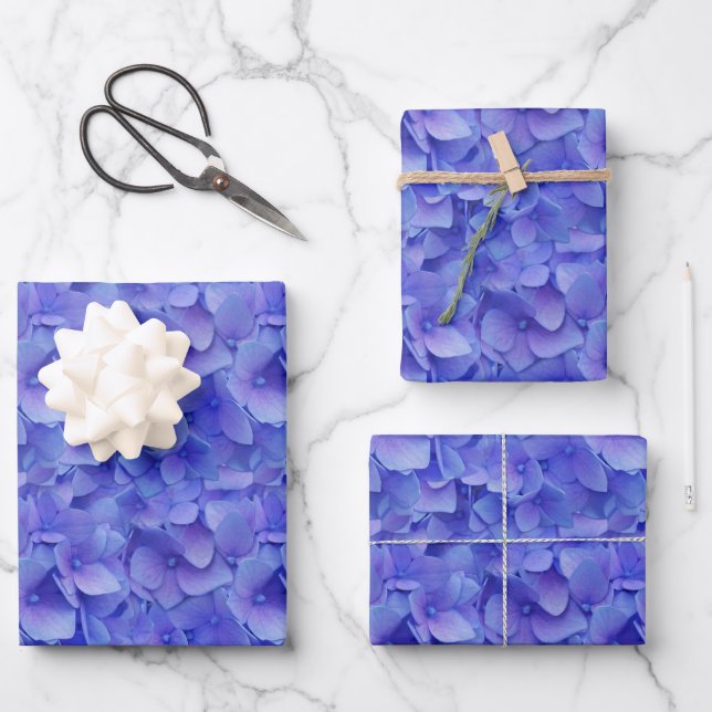 Feuille De Papier Cadeau Hydrangea bleu (Recto)