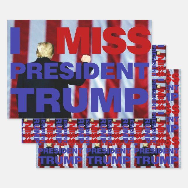 Feuille De Papier Cadeau I Miss Président Trump (Lot)