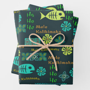Feuille De Papier Cadeau Icône hawaïenne Mele Kalikimaka enveloppement cade