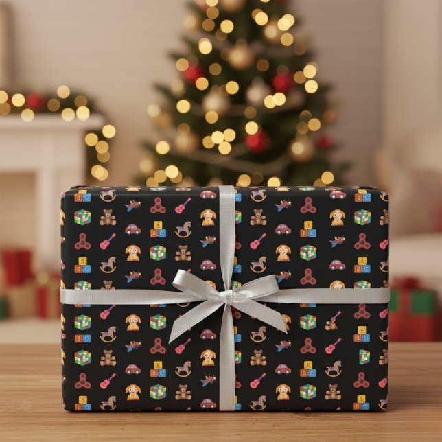 Feuille De Papier Cadeau Icônes de jouets pour enfants enveloppant du papie (Children's Toy Icons Wrapping Paper)