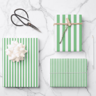 Feuille De Papier Cadeau Iguana Vert & Rayures Blanches