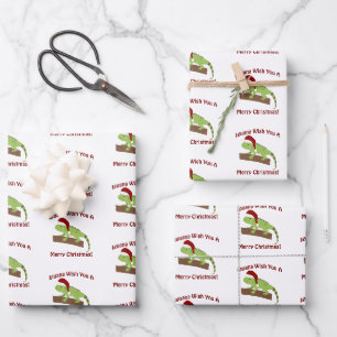 Feuille De Papier Cadeau Iguana Vous Souhaite Un Joyeux Noël