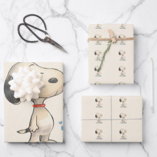 Feuille De Papier Cadeau Illustration de chien Beagle à l'aquarelle mignonn