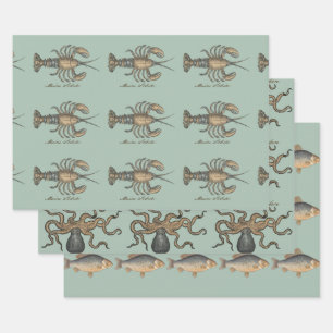 Feuille De Papier Cadeau Illustration de homard, fruits de mer du Maine