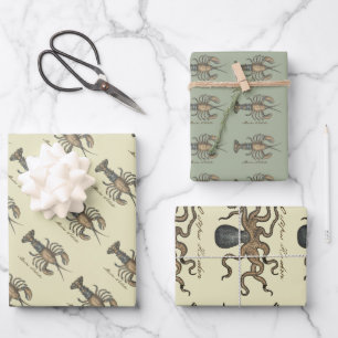 Feuille De Papier Cadeau Illustration de homard, fruits de mer du Maine