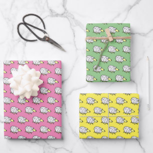 Feuille De Papier Cadeau Illustration de la conception des moutons sur tout