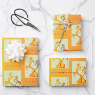 Feuille De Papier Cadeau Illustration moderne Sunny jaune Tulip Couple