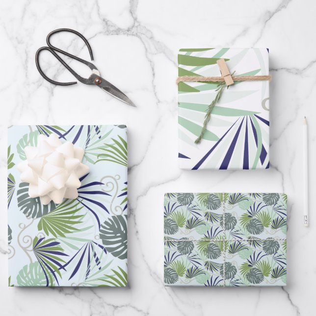Feuille De Papier Cadeau Illustration stylisée des plantes d'intérieur popu (Recto)