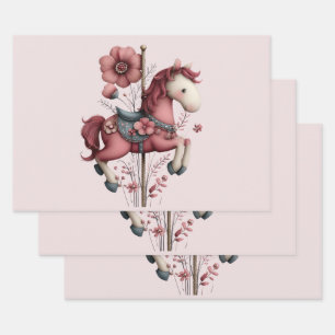 Feuille De Papier Cadeau Image de cheval de carrousel fantaisiste