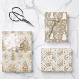 Feuille De Papier Cadeau Images de Noël neutres Tan Festive