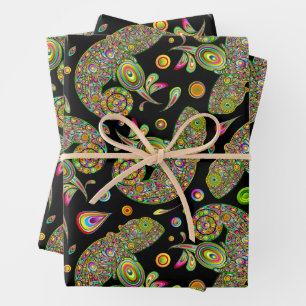 Feuille De Papier Cadeau Imaginaire psychédélique de Chameleon