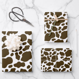 Feuille De Papier Cadeau Impression de vache Brown Pastel esthétique